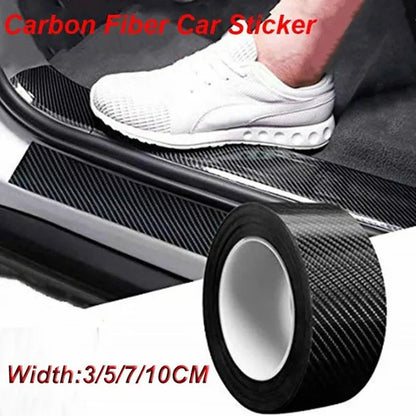 3M/10M 3D Carbon Fiber Car Sticker DIY Paste Protector Strip Car Door Sill Side Mirror Anti Scratch Tape Waterproof Protect Film