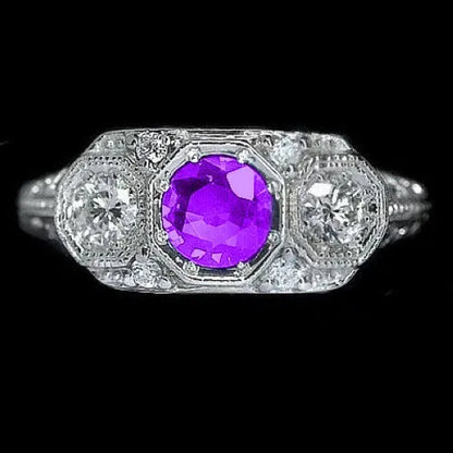 Lady Round Cut 1.2CT Blue Sapphire Bridal Engagement Ring