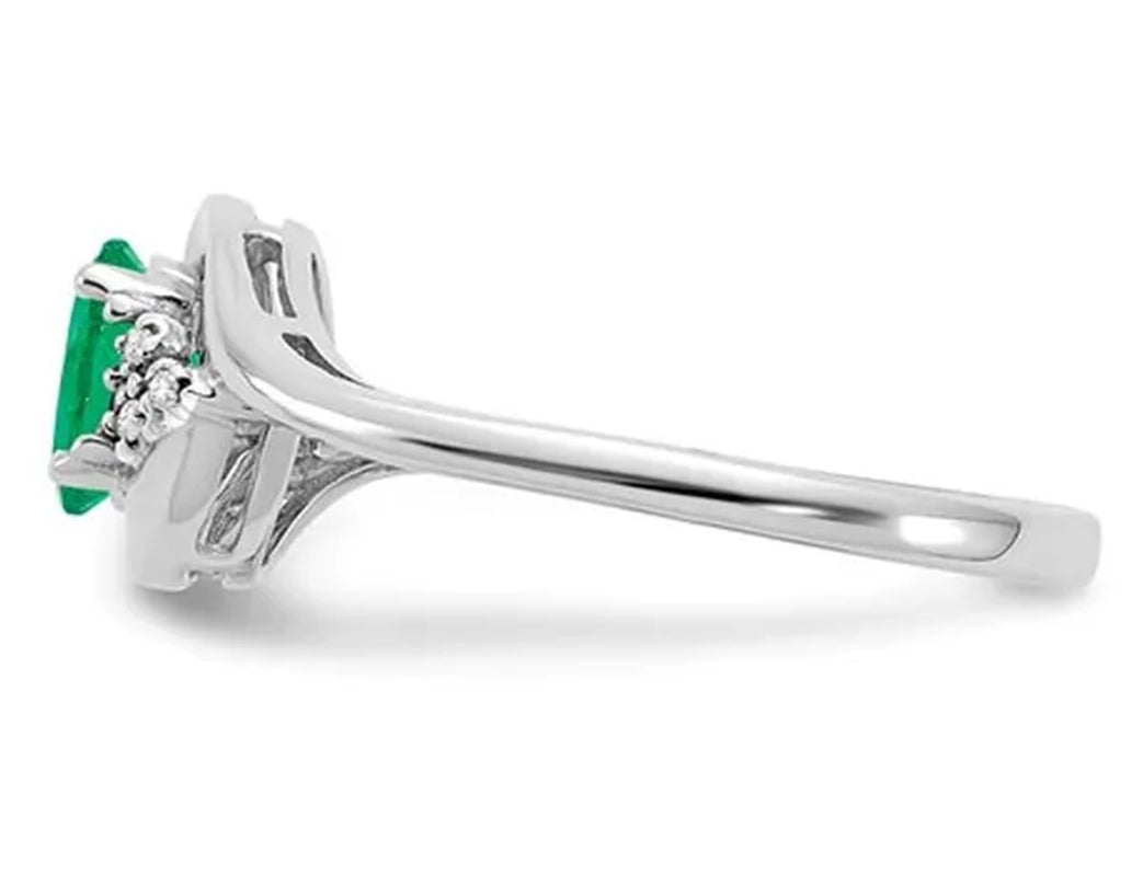 2/5 Carat (ctw) Natural Emerald Ring in 14K White Gold