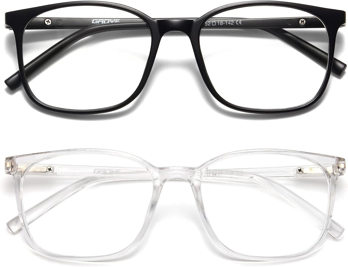 2 Pack Blue Light Blocking Glasses Women/Men, Computer Gaming Fake Eyeglasses Anti UV Ray-Spring Hinge
