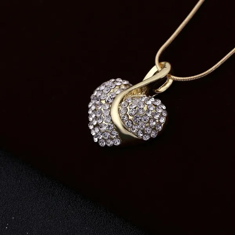 Elegant 1set Fashion Cubic Zirconia Ladies Party Ruby Sapphire Heart Shape Necklace Earring Set Female Gifts Bridal Jewelry Sets