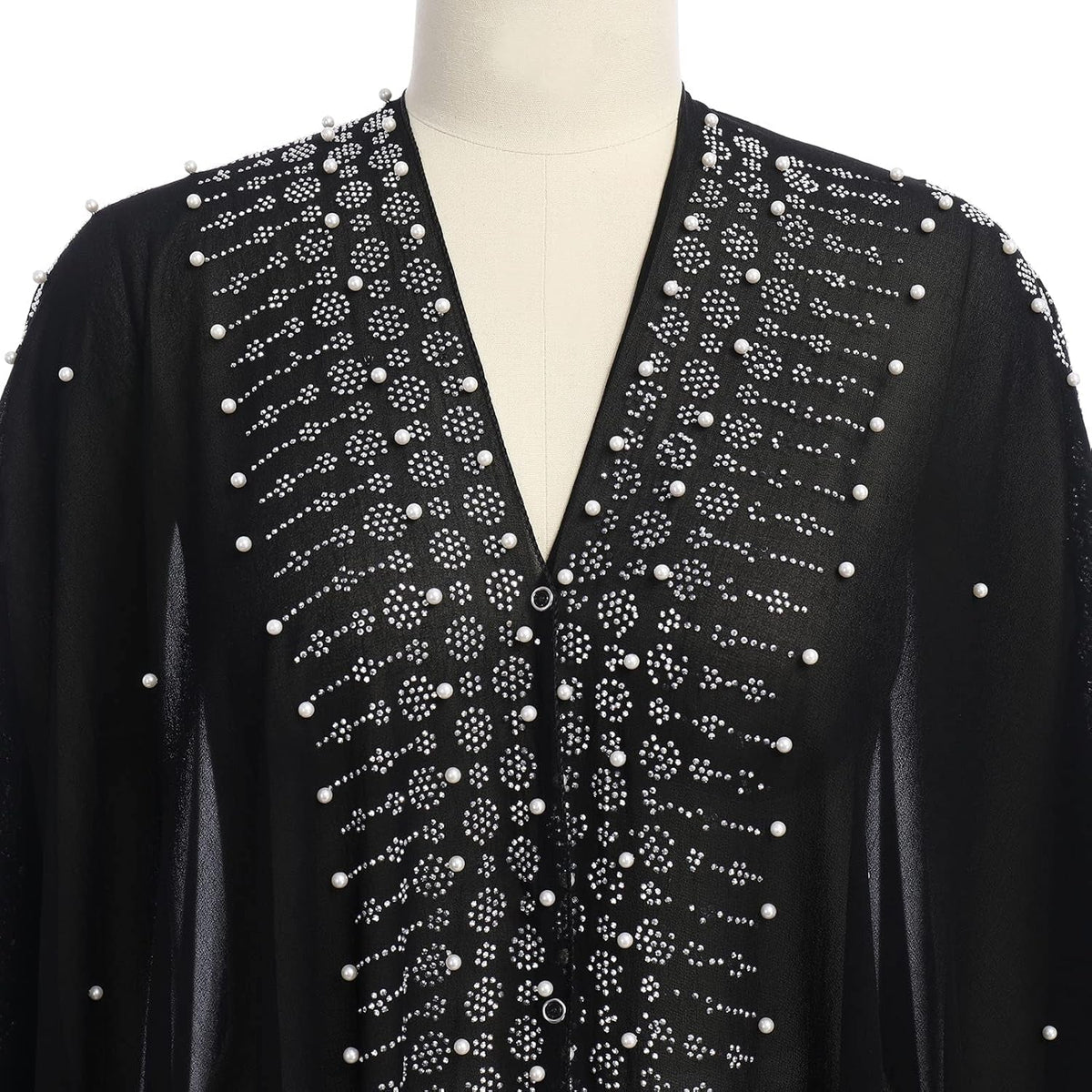 Muslim Dress for Women Loose Batwing Sleeved Hooded Beaded Embroidery Long Abaya Dress Kaftan Abayas Islamic Robe