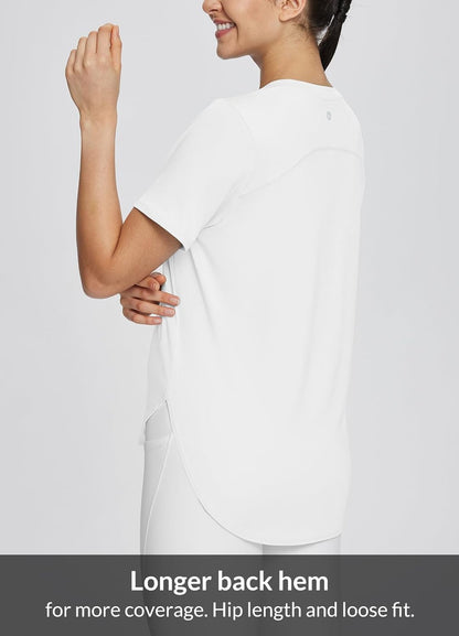 Women'S Short Sleeve Workout Shirts Tops Athletic Yoga Running Shirts Loose Fit with Side Slits Quick Dry T-Shirts