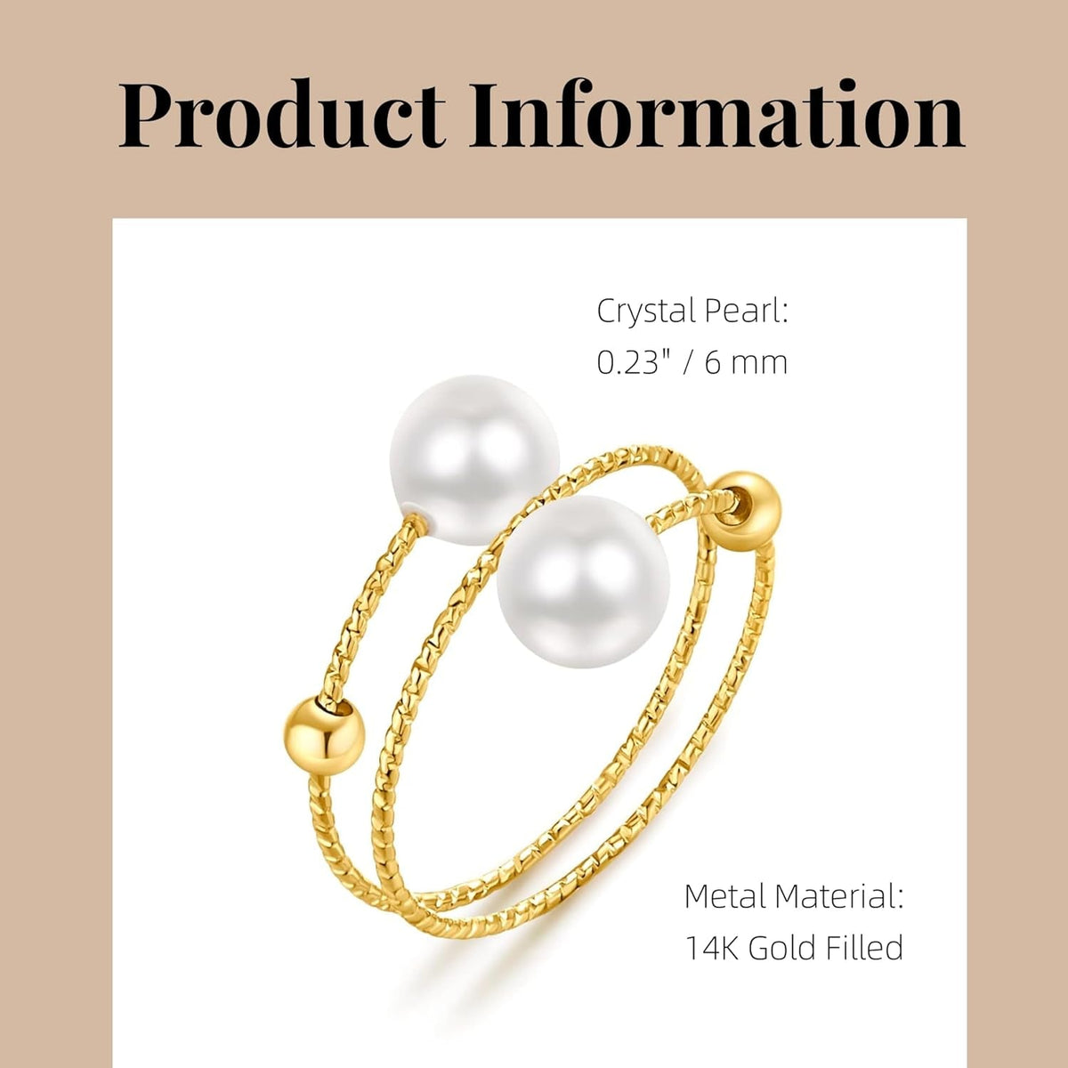 Minimalist Open Rings Adjustable Crystal Pearl Jewelry Anniversary Gifts for Her (Double Laps) (Crystal Pearls)
