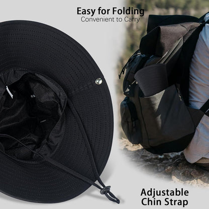 Sun Hats for Men Women Wide Brim Boonie Hat UPF 50+ Bucket Hats Hiking Fishing Outdoor Summer Safari UV Protection Hat