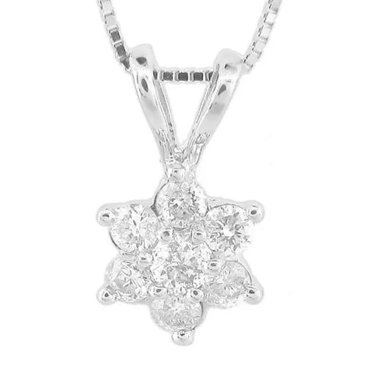 0.30 Ct. Diamond Flower Cluster Pendant In 14K Gold
