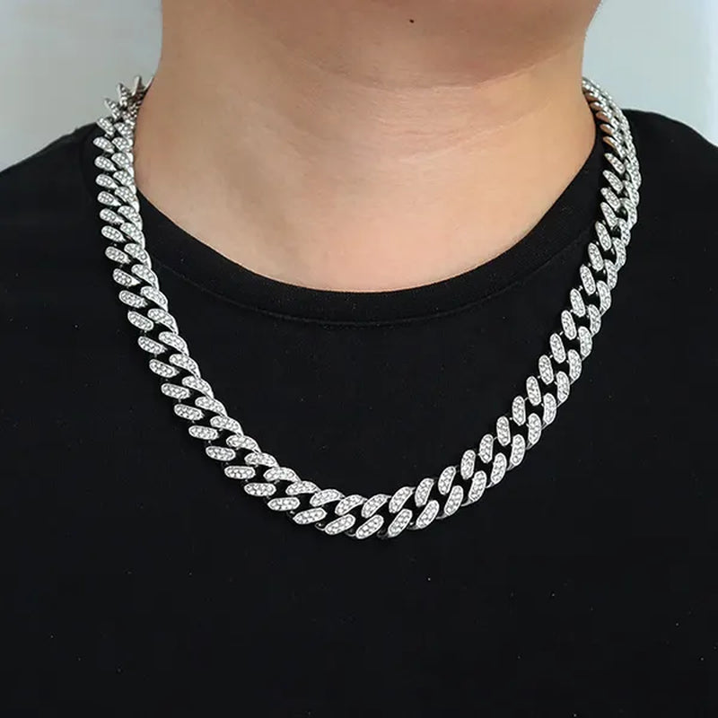 Fashion Hip Hop Iced Out Diamond Full Miami Curb Cuban Chain CZ Bling Rapper Necklaces for Women Men Jewelry