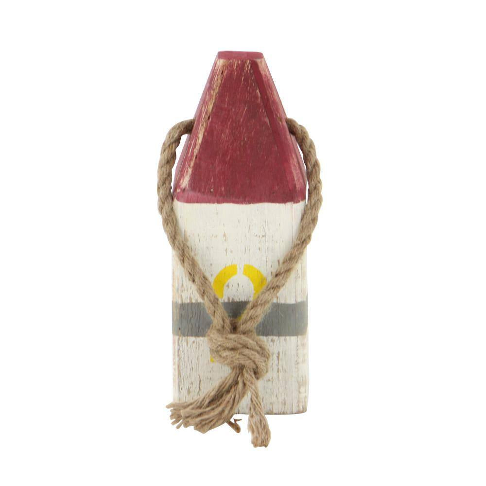 Multi Colored Wood Buoy Sculpture with Rope Accents (Set of 4)