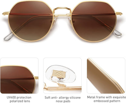 Round Polygon Polarized Sunglasses for Women Men Retro Classic Vintage Shades SJ1157