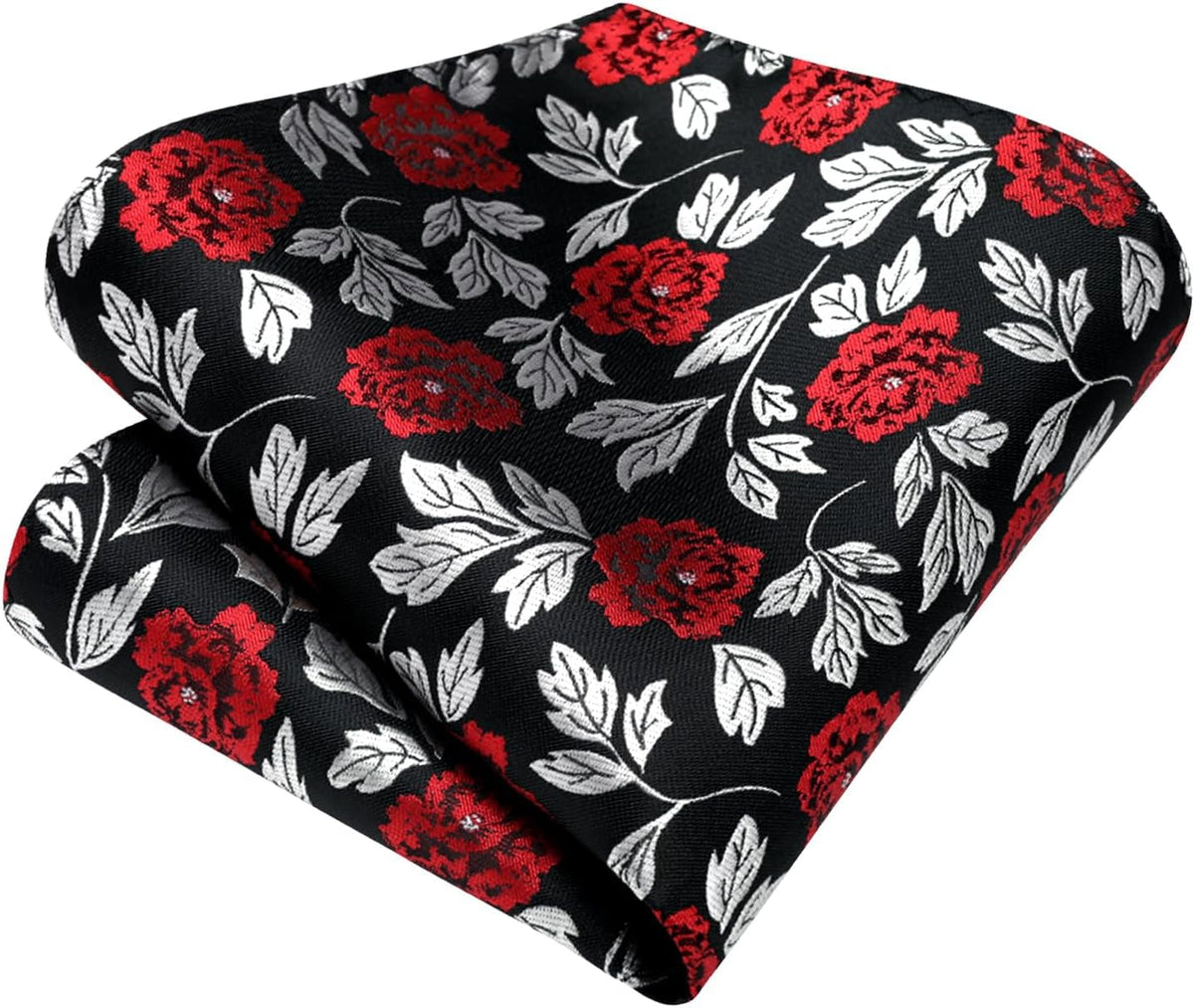 Ties for Men Floral Tie Handkerchief Cufflinks Set Formal Flower Classic Mens Necktie & Pocket Square Wedding