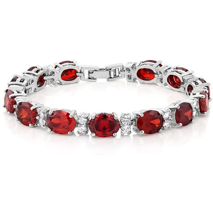 Gem Stone King 925 Sterling Silver Gorgeous Oval and Round Sparkling Cubic Zirconia CZ Tennis Bracelet Jewelry Gift