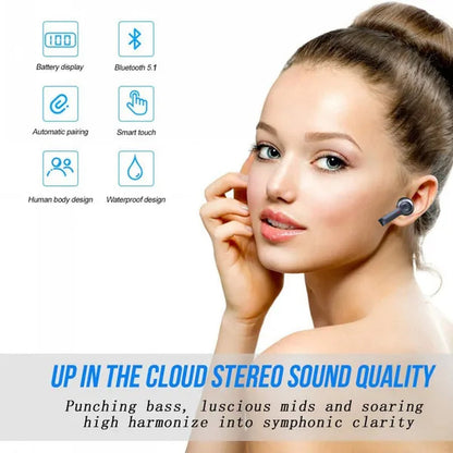 TWS Wireless Bluetooth5.0 Earbuds, HiFi Stereo Sound Bluetooth Earphones, Waterproof Sport Headset, Noise Cancelling Touch Control Headphones with LED Display Charging Case