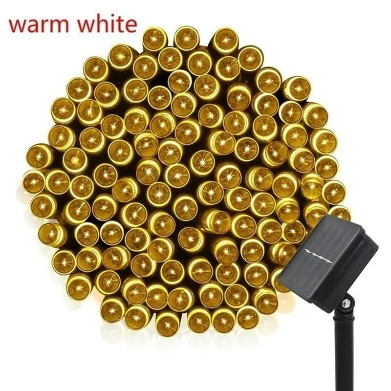 8 modes Solar String Lights 50/100/200 LED 8 Modes Solar Powered Xmas Outdoor Lights Waterproof Starry Christmas Fairy Lights for Indoor Gardens Homes Wedding