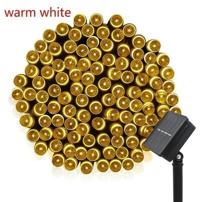 8 modes Solar String Lights 50/100/200 LED 8 Modes Solar Powered Xmas Outdoor Lights Waterproof Starry Christmas Fairy Lights for Indoor Gardens Homes Wedding