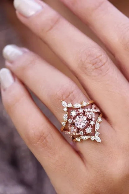 Exquisite Ladies Fashion Jewelry Anniversary Promise Gift Princess Party Rings Bridal Engagement Wedding Ring Set Size 5-11