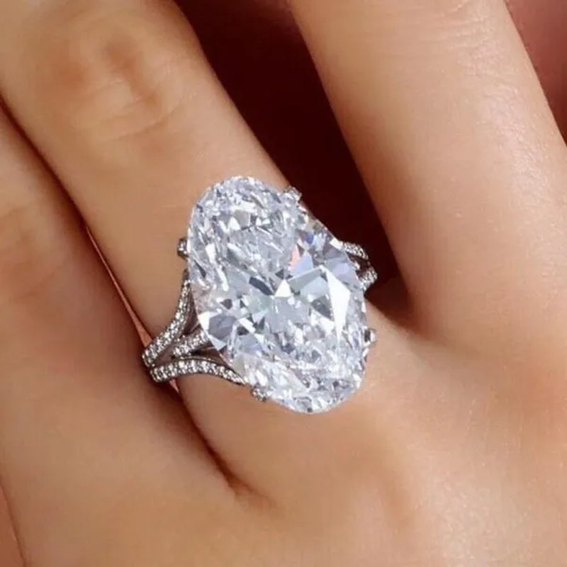 Fashion Jewelry Fashion Jewelry Gold-plated Ellipse White Sapphire Zircon AAA Wedding Lovers Ring Size 6-10