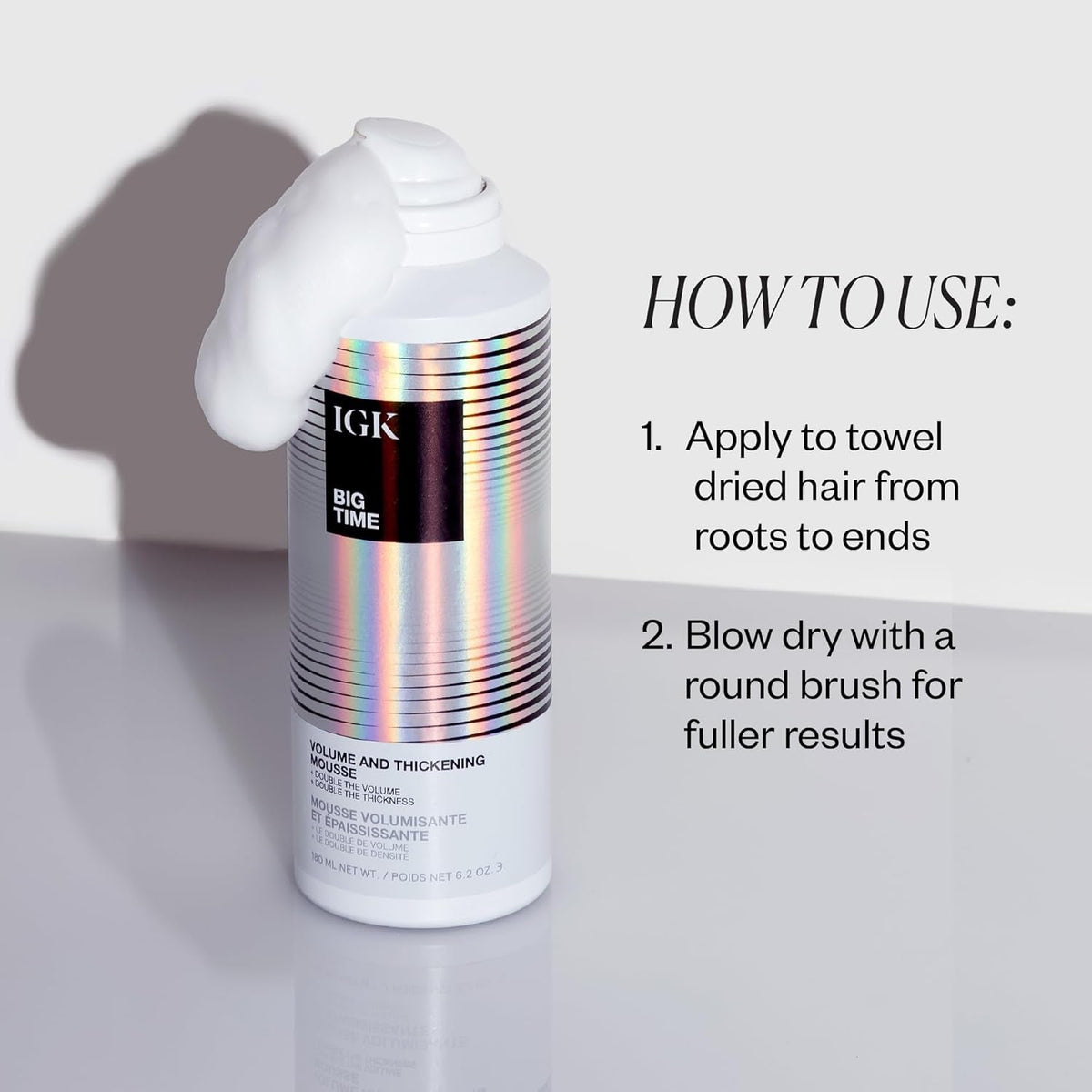 Big Time Volume Hair Mousse | Volume + Thickening + Lightweight Formula | 6.2 Oz