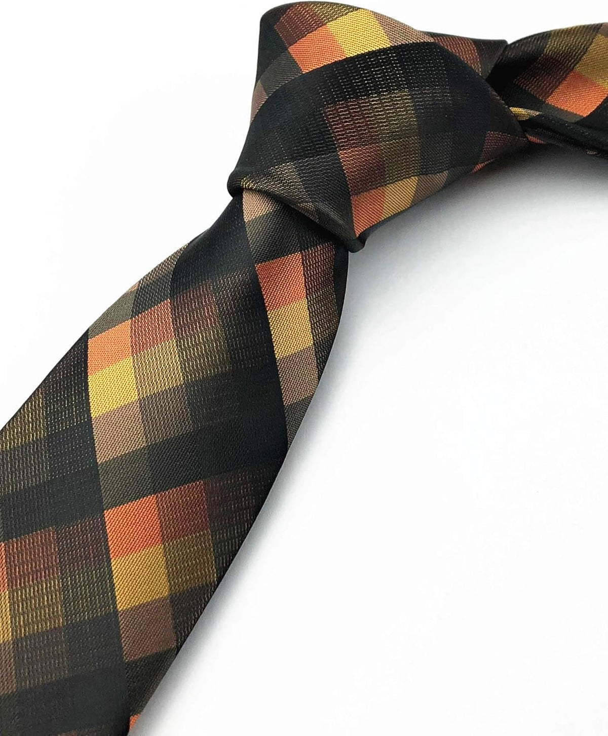 Men'S Classic Checks Dark Blue Grey Jacquard Woven Silk Tie Necktie