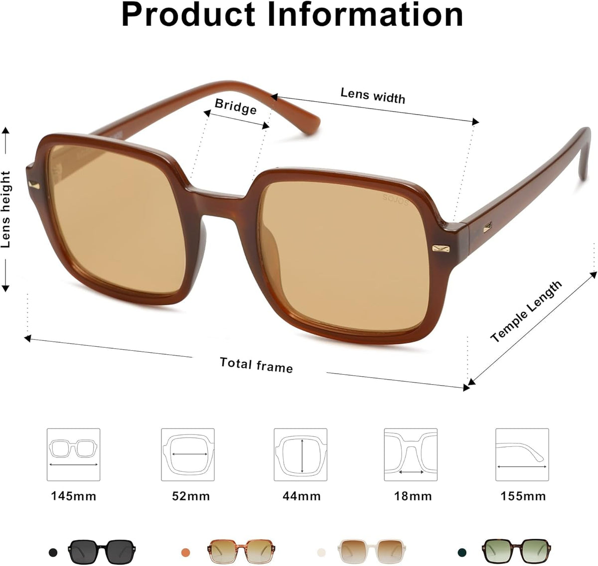 Retro Square Polarized Sunglasses for Women Men Classic Trendy Sunnies SJ2226