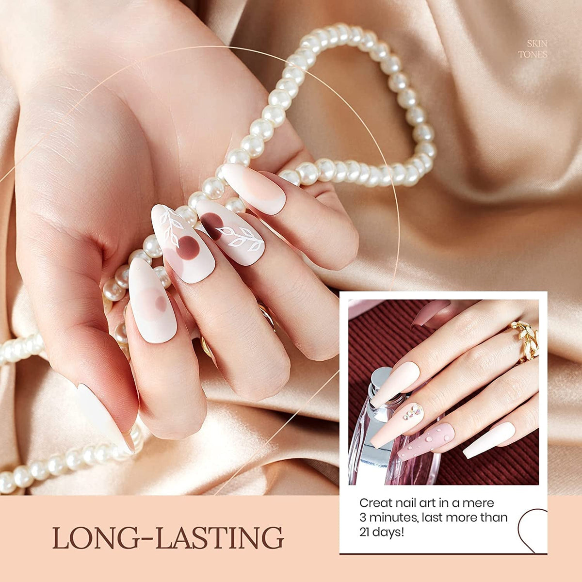 Nail Set 6 Colors Skin Tones Collection Nude Brown Gel Nail Polish Pink Neutral Soak off Uv Led Lamp Needed Manicure Diy Home Gift for Girls