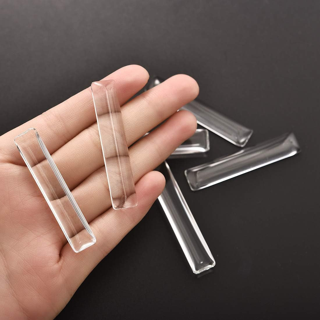 60Pcs Pendant Tray Bezel Setting Kit-30Pcs Rectangle Cabochon Settings and 30Pcs Rectangle Clear Glass Cabochon Dome Tiles Cameo for DIY Jewelry Making Antique Silver