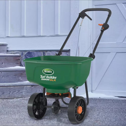 Turf Builder Edgeguard DLX Push Broadcast Spreader Holds up to 15,000 Sq.Ft. for Seed, Fertilizer, Salt, Ice Melt