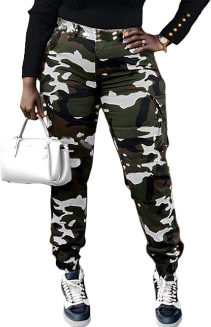 Women Camo Cargo Pants Camouflage Sweatpants Joggers Casual Army Fatigue Pants