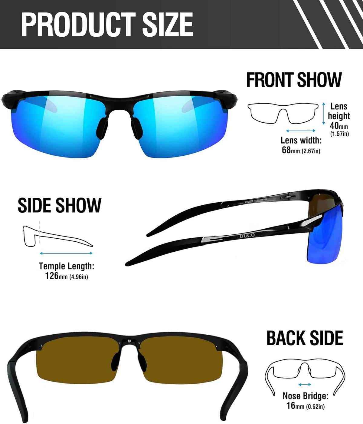 Mens Sports Polarized Sunglasses UV Protection Sunglasses for Men 8177S