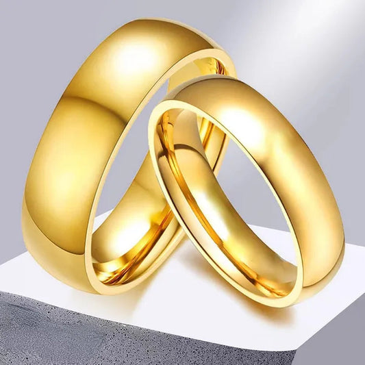 Couple Ring Simple Fashion Style Fine Jewelry Fashion Luxury Golden Engagement Wedding Ring Anniversary Gift Men and Women Ring