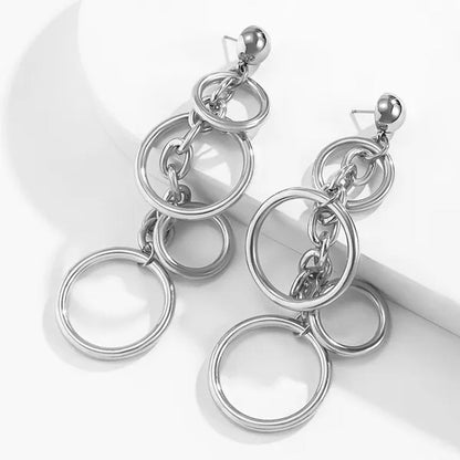 Women Punk Long Big Circle Link Chain Earrings Hiphop Large Drop Earrings Fashion 2021 Earring Jewelry Gift