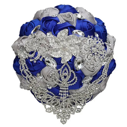 21cm Satin Flowers Wedding Bouquet Bridal Beautiful Hand Holding Flower Bouquet Rhinestone Brooch Bouquets Casamento Ramos De Novia Crystal Bridal Bouquet Broochfull