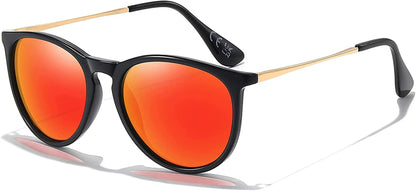 Polarized Sunglasses for Women Men - Trendy 2024 Vintage Classic Retro Round Mirrored Lens Designer Style