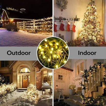 8 modes Solar String Lights 50/100/200 LED 8 Modes Solar Powered Xmas Outdoor Lights Waterproof Starry Christmas Fairy Lights for Indoor Gardens Homes Wedding