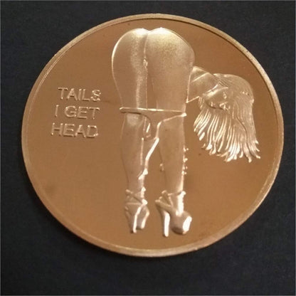 1Pcs Gold Head and Tail Challenge Coin Gilded Commemorative Coin Russian Sexy Nude Girl Coin Adult Decision Coin for Souvenir 4X4X0.3Cm Alloy