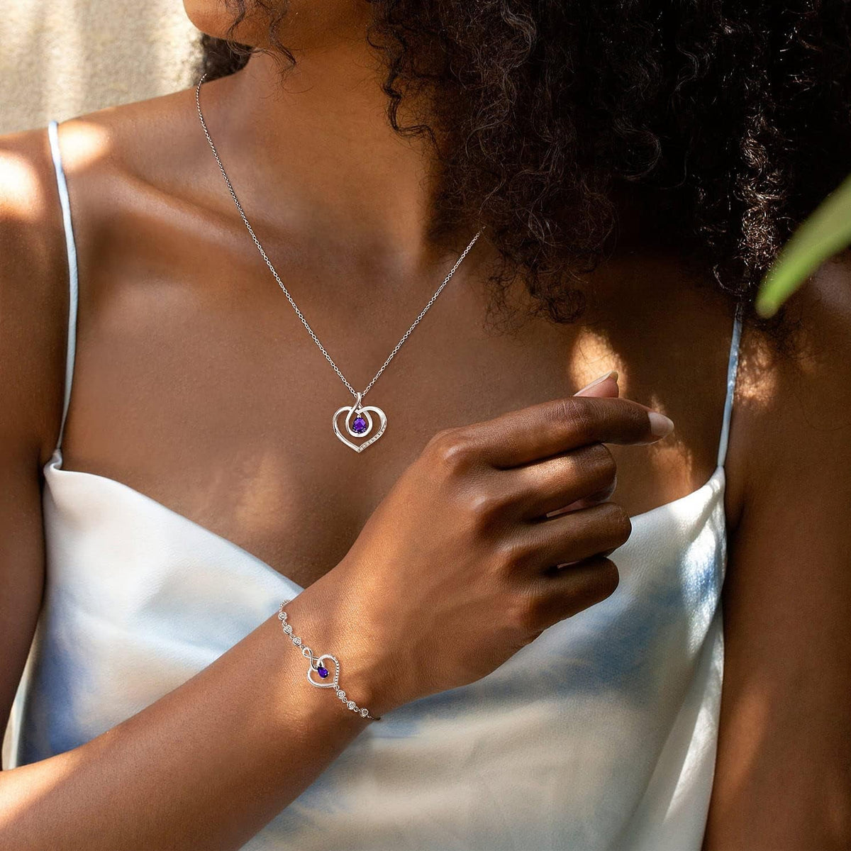 Heart Birthstone Necklace for Women Sterling Silver Genuine or Created Gemstone Forever Love Pendant Necklace Fine Jewelry Anniversary Birthday Gifts for Women Mom Wife Her