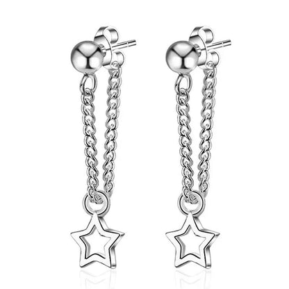 925 Sterling Silver Exquisite Star Dangle Earrings for Women Punk Drop Earrings for Women Sterling Silver Jewelry