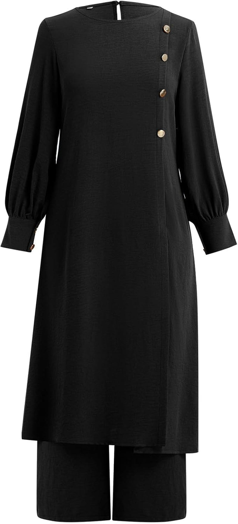 Abaya Dress for Women Muslim Set Long Sleeve Ramadan Islamic Dress Shirt with Pants 2PCS Dubai Prayer Casual Clothes