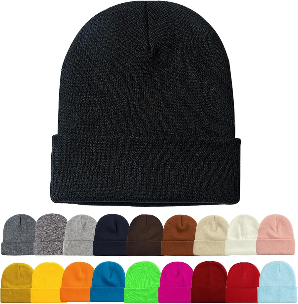 1&2 Pack Beanie for Men Women Slouchy Beanie Hats Winter Knit Caps Soft Ski Hat Unisex