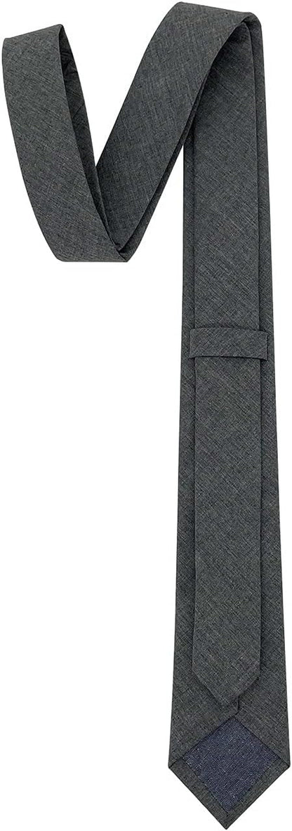 Mens Solid Color Necktie Cotton Neck Tie for Men