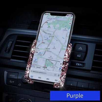 Car Phone Holder Women Diamond Crystal Car Air Vent Mount Clip Mobile Phone Holder Stand in Car Bracket Interior Accessories