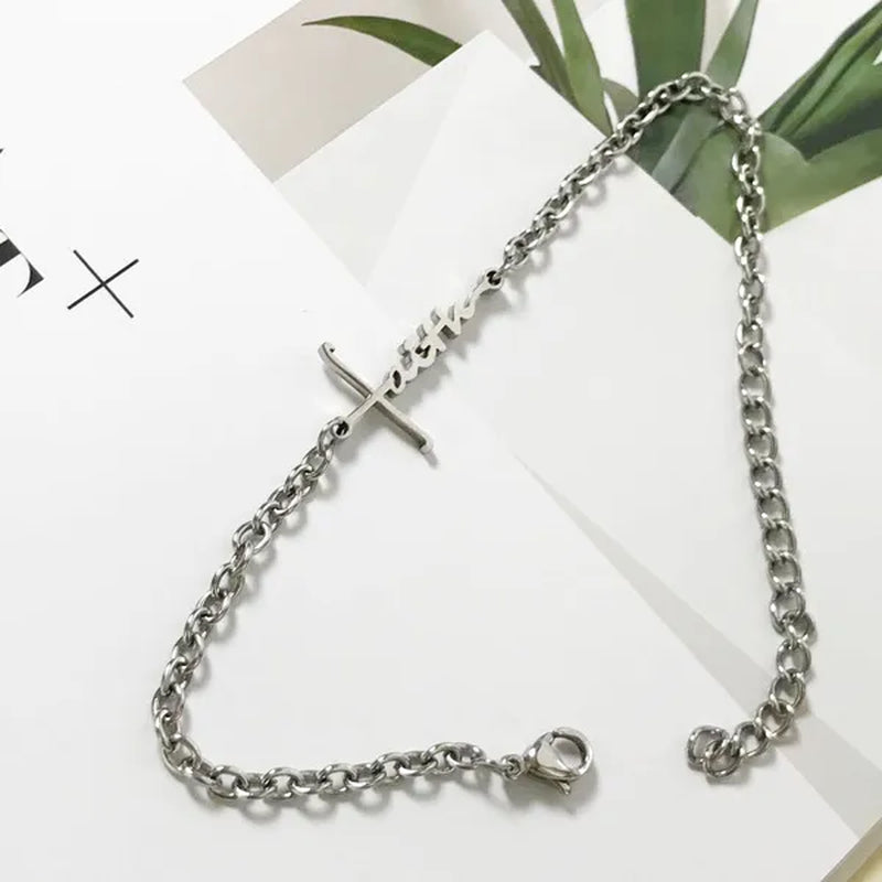 Faith Pendant Bracelet for Women Stainless Steel Faith Adjustable Bracelet