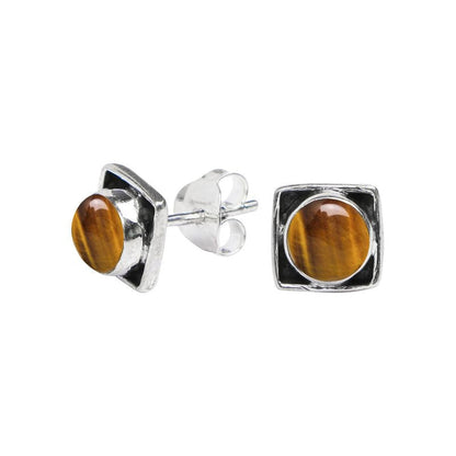 Labradorite Stone Stud Earring, 925 Sterling Silver Stud Earrings for Women Girls, Natural Gemstone Stud Earring, Round Stone Stud Earrings, Gift Jewelry for her