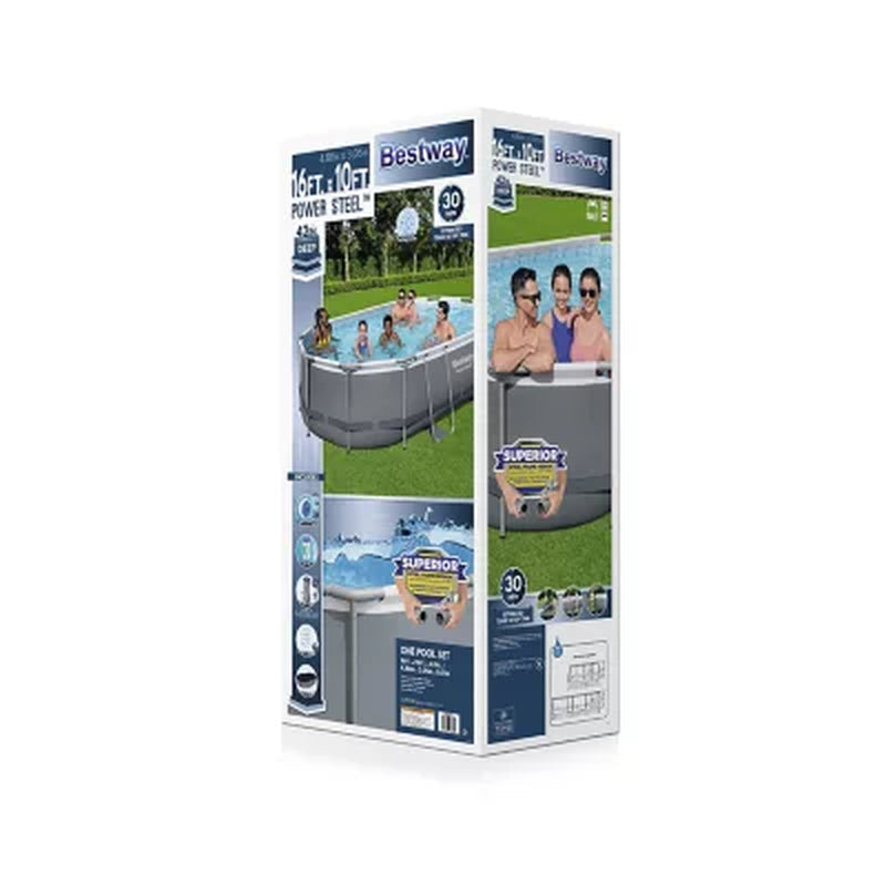Bestway Power Steel above Ground Pool Set, L 16' X W 10' X H 42"
