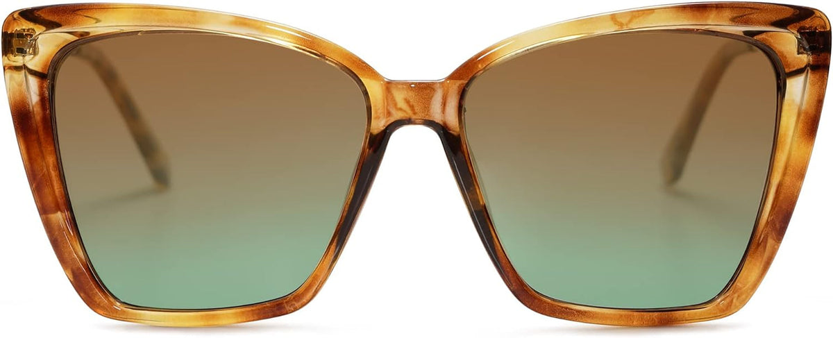 Trendy Polarized Sunglasses For Women Retro Womens Oversized Square Cat Eye Sun Glasses UV Protection SJ2206
