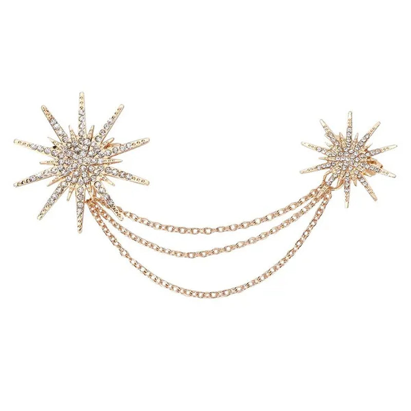 Snowflake Shaped Brooch Alloy Tassel Chain Brooch Lady Jewelry Accessory