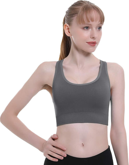Sports Bras for Women Padded High Impact Seamless Criss Cross Back Workout Tops Gym Activewear Bra