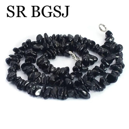 Gift Packed 6-8mm Natural Black Tourmaline Gems Chips Stone For Women Bohemian Chokers Necklace 18inch