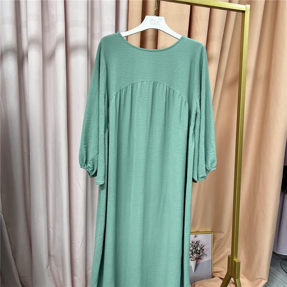 Women Muslim Dress Ramadan Prayer Garment Abaya Dubai Islam Eid Crepe Balloon Sleeve African Turkey Robe without Hijab