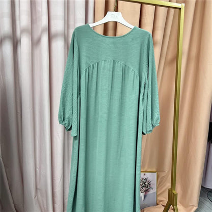 Women Muslim Dress Ramadan Prayer Garment Abaya Dubai Islam Eid Crepe Balloon Sleeve African Turkey Robe without Hijab