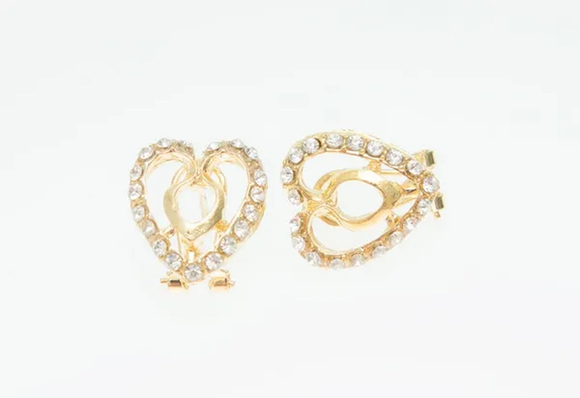 Dubai Gold Plated Heart Shape Necklace Set Fashion Crystal Wedding Bridal Costume Jewelry Ses
